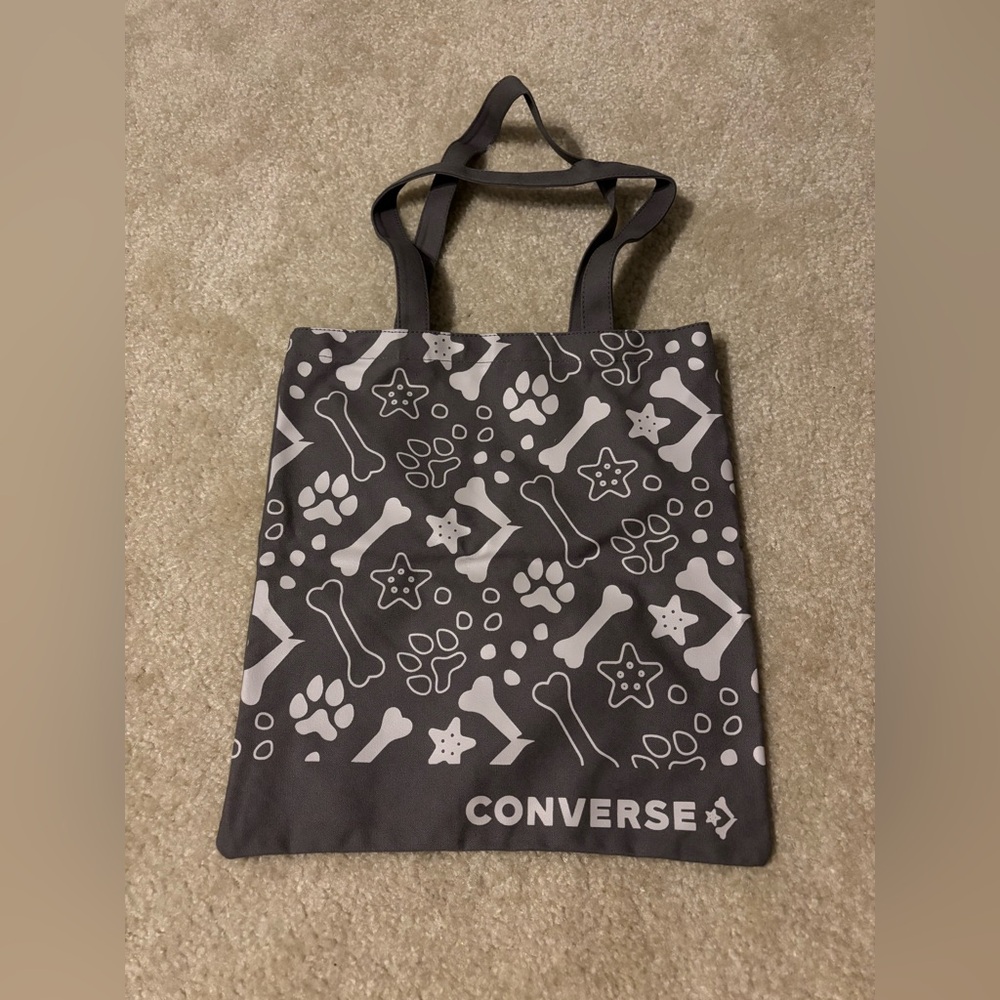 Converse Gray and White Dog Print Tote